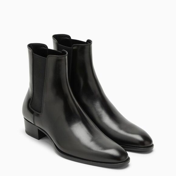 Dark Brown Ankle Boots for Men with Elasticated Side Panels and Low Heel - Picture 2 of 4